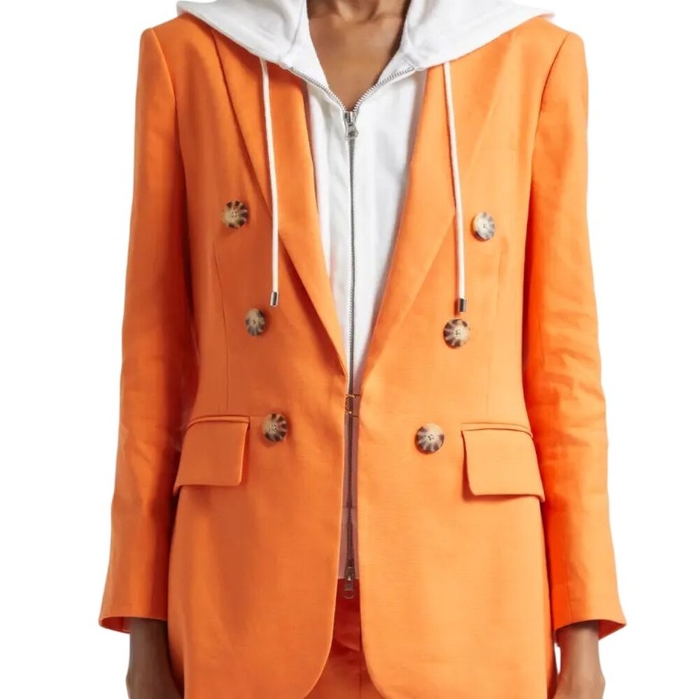 VERONICA BEARD Bexley Linen Blend Dickey Jacket In Orange